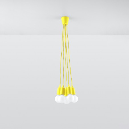 Lampa wisząca DIEGO 5 żółta SL.0580 Sollux