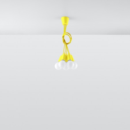 Lampa wisząca DIEGO 5 żółta SL.0580 Sollux