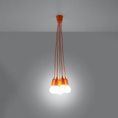 Lampa wisząca DIEGO 5 pomarańczowy SL.0586 Sollux