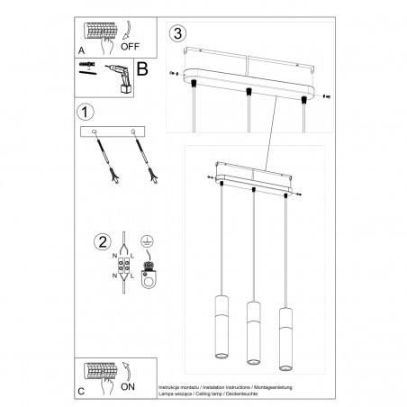 Lampa wisząca PABLO 3L biała SL.0630 Sollux
