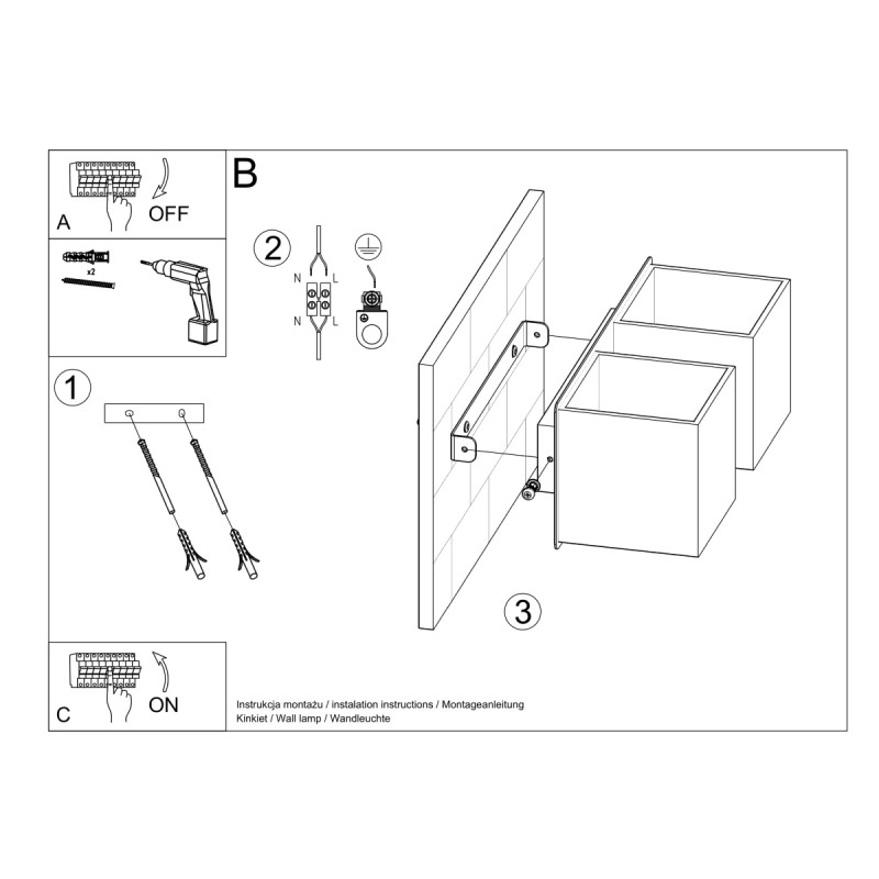 Kinkiet QUAD 2 szary SL.0658 Sollux