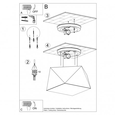 Plafon HEXA 25 biały SL.0686 Sollux