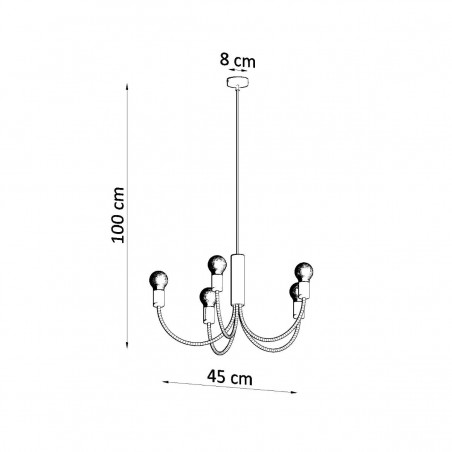 Żyrandol PICCOLO 5 czarny SL.0855 Sollux