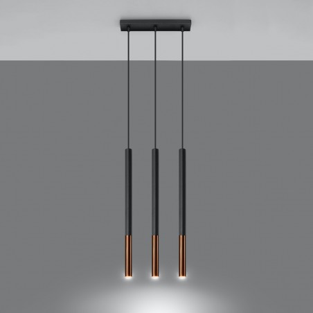Lampa wisząca MOZAICA 3L czarny/miedź SL.0889 Sollux
