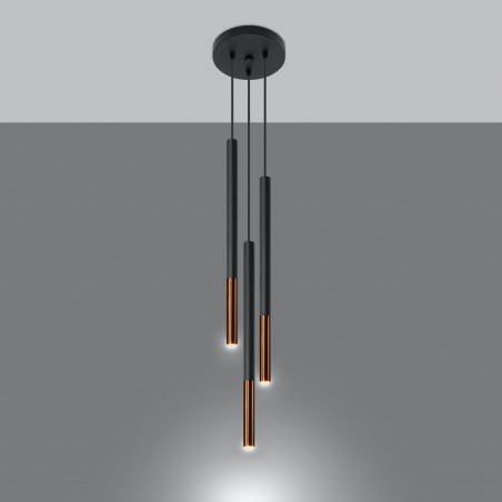 Lampa wisząca MOZAICA 3P czarny/miedź SL.0890 Sollux