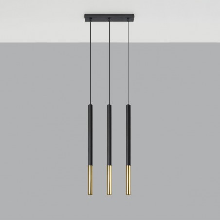 Lampa wisząca MOZAICA 3L czarny/złoto SL.0892 Sollux