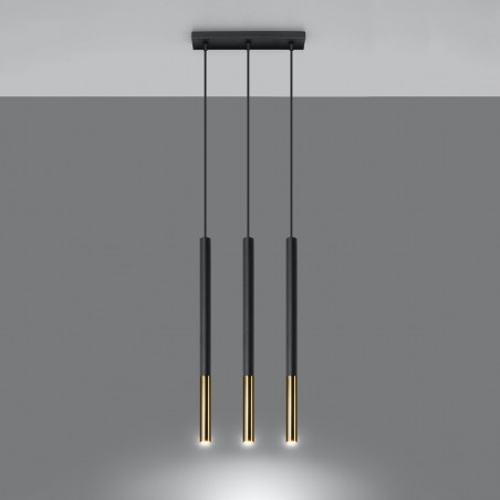 Lampa wisząca MOZAICA 3L czarny/złoto SL.0892 Sollux