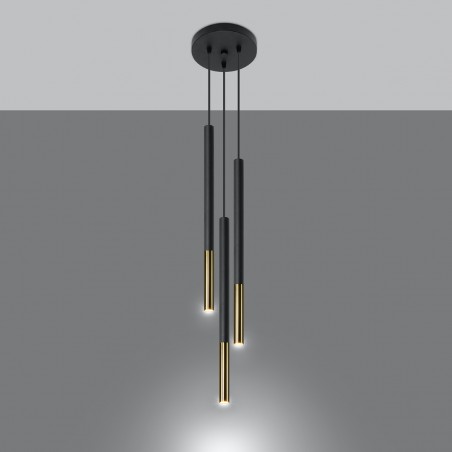 Lampa wisząca MOZAICA 3P czarny/złoto SL.0893 Sollux