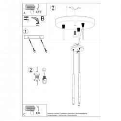 Lampa wisząca MOZAICA 3P czarny/złoto SL.0893 Sollux