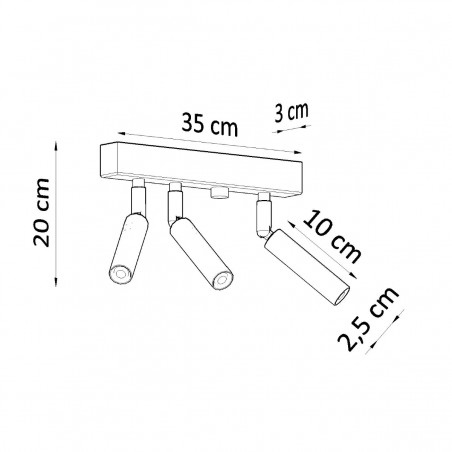 Plafon EYETECH 3 czarny SL.0899 Sollux