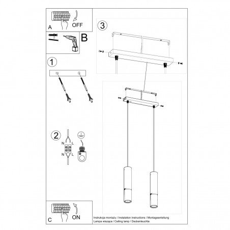 Lampa wisząca LOOPEZ 2 czarny/chrom SL.0941 Sollux