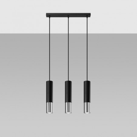 Lampa wisząca LOOPEZ 3L czarny/chrom SL.0942 Sollux