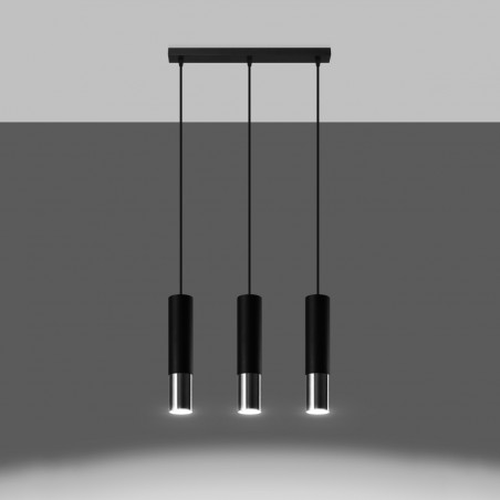 Lampa wisząca LOOPEZ 3L czarny/chrom SL.0942 Sollux