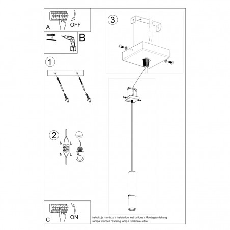 Lampa wisząca LOOPEZ 1 czarny/miedź SL.0946 Sollux