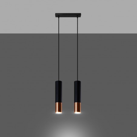 Lampa wisząca LOOPEZ 2 czarny/miedź SL.0947 Sollux