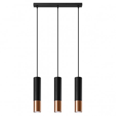 Lampa wisząca LOOPEZ 3L czarny/miedź SL.0948 Sollux