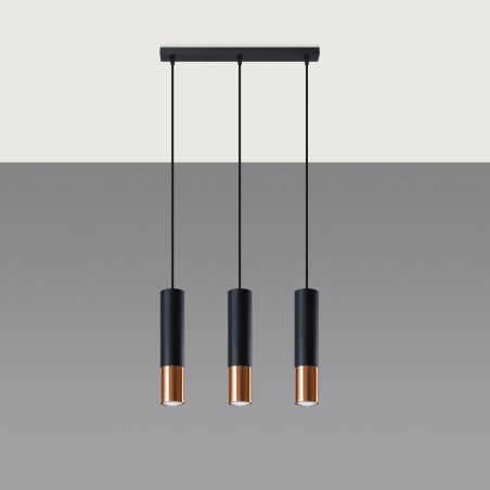 Lampa wisząca LOOPEZ 3L czarny/miedź SL.0948 Sollux