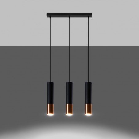 Lampa wisząca LOOPEZ 3L czarny/miedź SL.0948 Sollux