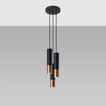 Lampa wisząca LOOPEZ 3P czarny/miedź SL.0949 Sollux