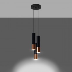 Lampa wisząca LOOPEZ 3P czarny/miedź SL.0949 Sollux