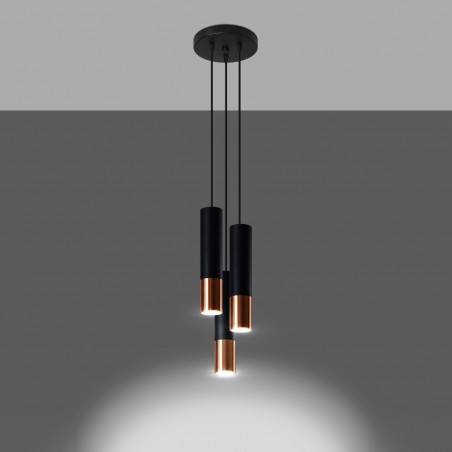 Lampa wisząca LOOPEZ 3P czarny/miedź SL.0949 Sollux
