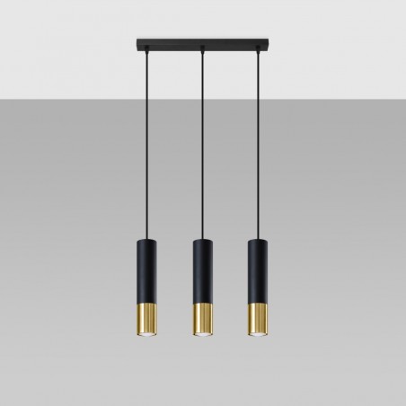 Lampa wisząca LOOPEZ 3L czarny/złoty SL.0954 Sollux