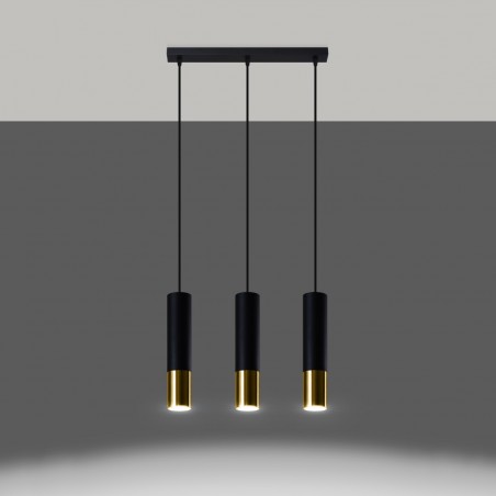 Lampa wisząca LOOPEZ 3L czarny/złoty SL.0954 Sollux