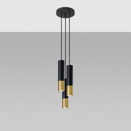 Lampa wisząca LOOPEZ 3P czarny/złoty SL.0955 Sollux
