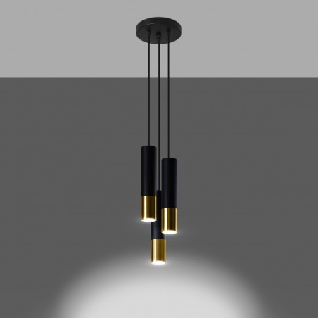 Lampa wisząca LOOPEZ 3P czarny/złoty SL.0955 Sollux