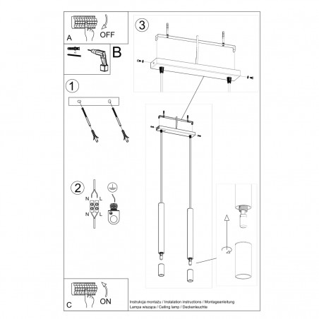 Lampa wisząca WEZYR 2 biała SL.0958 Sollux
