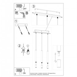 Lampa wisząca WEZYR 3 czarna SL.0962 Sollux