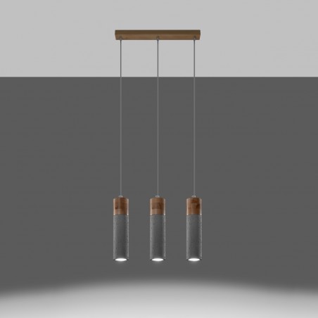 Lampa wisząca ZANE 3 szara SL.0967 Sollux