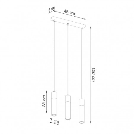 Lampa wisząca ZANE 3 szara SL.0967 Sollux