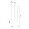 Lampa wisząca ZANE 3 szara SL.0967 Sollux