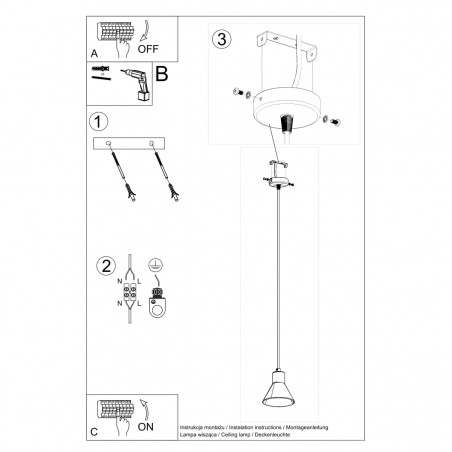 Lampa wisząca TALEJA 1 czarna [E27] SL.0985 Sollux