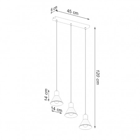 Lampa wisząca TALEJA 3 czarna [E27] SL.0986 Sollux