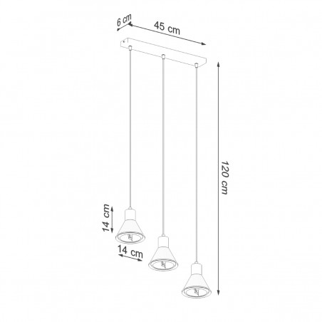 Lampa wisząca TAZILA 3 czarna [ES111] SL.0990 Sollux