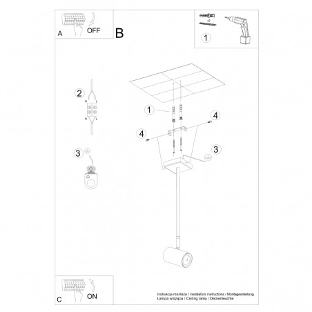 Plafon NORANO czarny SL.1074 Sollux