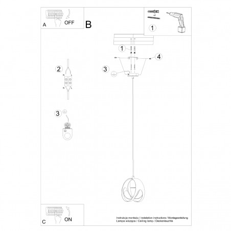Lampa wisząca TULOS 1 biała SL.1083 Sollux