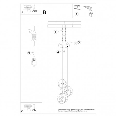 Lampa wisząca TULOS 3P biała SL.1084 Sollux