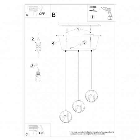 Lampa wisząca TULOS 3L biała SL.1085 Sollux