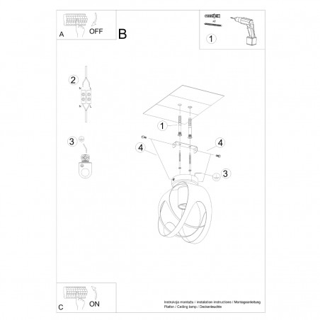 Plafon TULOS czarny SL.1086 Sollux