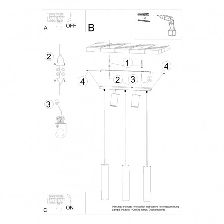 Lampa wisząca RING 3 czarny SL.1099 Sollux