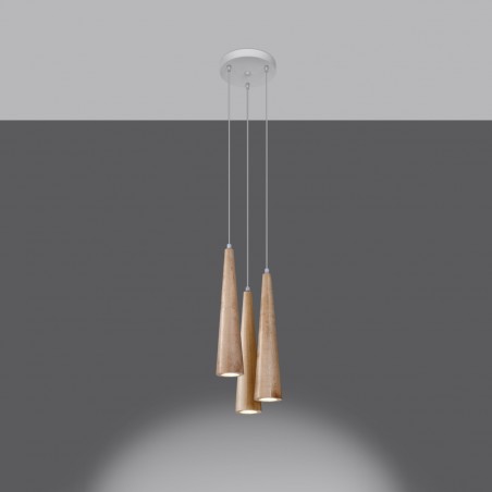 Lampa wisząca SULA 3P naturalne drewno SL.1101 Sollux