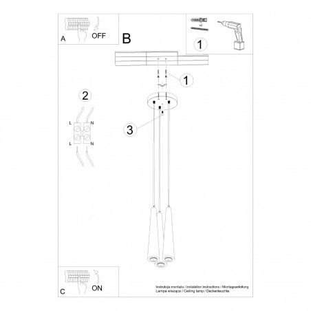 Lampa wisząca SULA 3P naturalne drewno SL.1101 Sollux