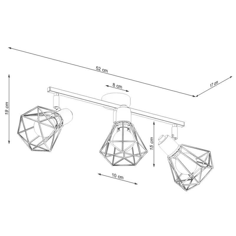 Plafon ARTEMIS 3 czarny SL.1107 Sollux