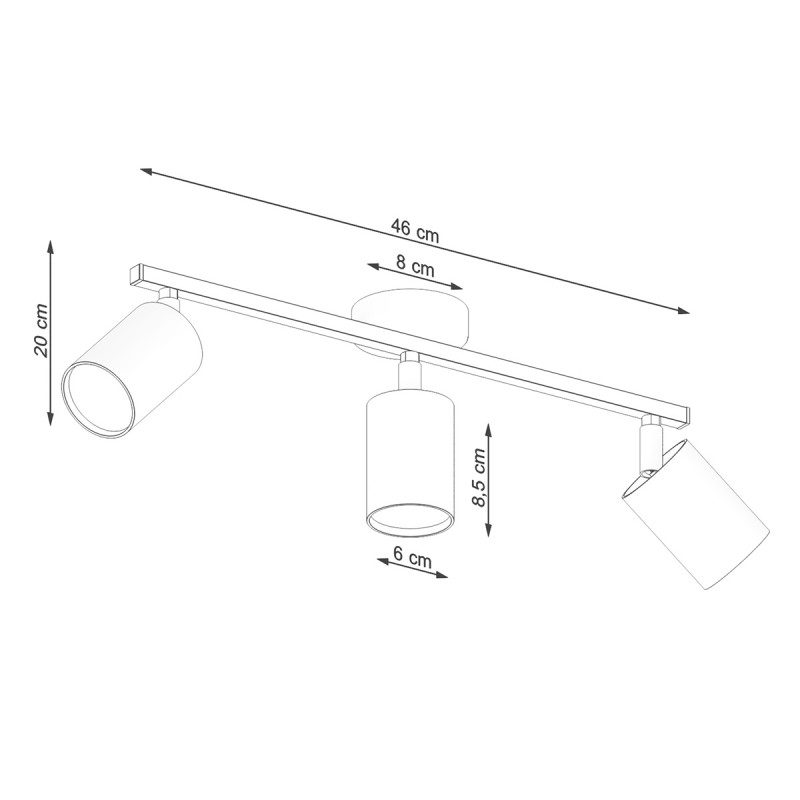 Plafon LEMMI 3 czarny SL.1128 Sollux