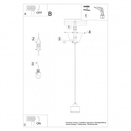 Lampa wisząca SAVAR 1 czarna SL.1132 Sollux