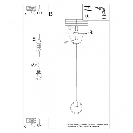 Lampa wisząca TITRAN 1 biała SL.1137 Sollux