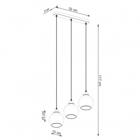 Lampa wisząca ALINO 3 czarna SL.1142 Sollux
